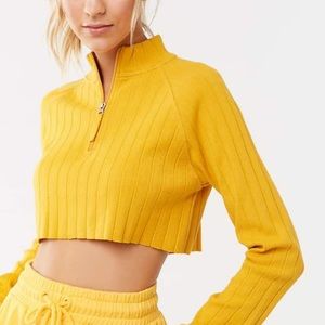 cropped yellow half zip from forever 21